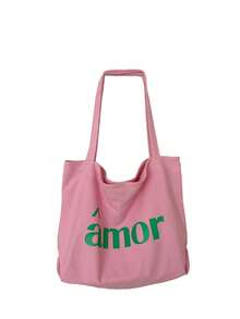 两件套复古风帆布手提包，印有“Amor”字样，女士大容量帆布手提包 - 时尚单肩包，适合旅行和购物，大号粉色帆布单肩包，多功能休闲手提包，色彩鲜艳，容量大，用途广泛，可手洗 - 无扣，日常手提包，休闲日常手提包 - 彩色 - 查看 12