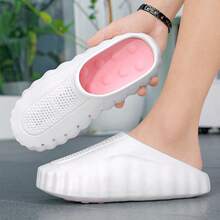 NEW BRADER 女士EVA拖鞋，白色和粉色，透气防滑，按摩鞋底，舒适家居浴室拖鞋 - 粉色 - 查看 6