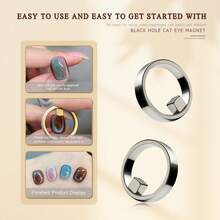 Imán de uñas de ojo de gato de agujero negro, herramienta magnética multifuncional, crea fácilmente un cautivador efecto de ojo de gato, adecuado para principiantes de DIY y salones de uñas - Multicolor - Ver 3