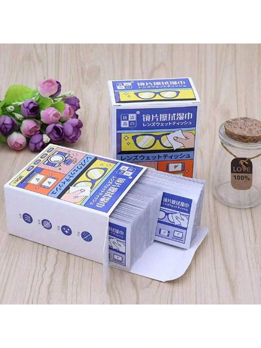 100pcs Disposable Anti-Fog Lens Cleaning Wet Wipes, Also Suitable For Cleaning Smartphone, Camera Screens - Multicolor - View 1