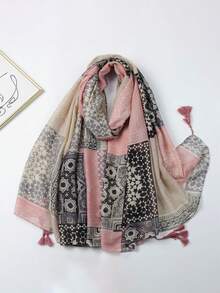 1条女士多功能流苏围巾，适合旅行、海滩、防晒 - 彩色 - 查看 6