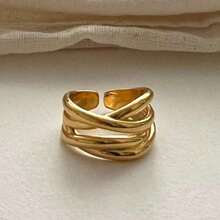 925 Silver 18K Gold Rings For Women Fashion Wedding Jewelry - 銀色 - 查看 5