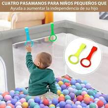 Parque infantil, centro de actividades para niños, barrera plegable y portátil apta para uso en interiores, con base antideslizante. Incluye 50 pelotas + 1 canasta + 2 aros. Construcción resistente con material impermeable. Viene con bolsa de almacenamiento. Dimensiones: 180 x 150 cm. Color: gris. - Gris - Ver 10