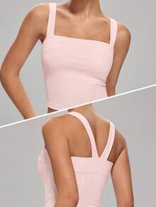 MASKERT Women's Slim Fitting Camisole, Yoga Pilates Shaping Vest, Gym Strength Training, Outdoor Morning Running Vest - Pink - View 4