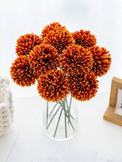 1/2/5/12 Pcs Artificial Chrysanthemum Ball, Embroidered Ball, Wedding Decoration, Home Vase, Ornaments, Restaurant, Living Room, Bedroom, Bedside Floral Arrangement, Bridal Bouquet, Wrist Flower, Corsage, Birthday Party Decoration Materials, New Year Valentine's Day Gift, Autumn Decoration, Autumn Home Decor, Back To School Room Decor, School Supplies