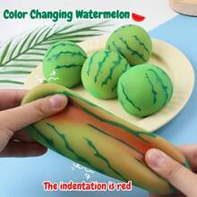 Chunky Color Changing Watermelon Squishy Slow Rebound Stress Relief Soft TPR Fruit Shape Kawaii Sensory Fidget Decompression Daily Gift - Color Changing Watermelon - View 1