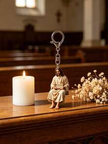 1pc Jesus Shaped Double-Sided Clear Print Keychain, Lightweight And Portable, Can Be Used As Keychain, Bag Charm, Backpack Accessory Or Small Home Decor. Adjustable And Detachable Keyring Suitable For Most Keys And Bags. Perfect Gift For Birthday, Holiday Or Daily Use, Adding Decoration To Your Items - Multicolor - View 5