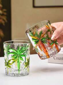 1个创意手绘彩色玻璃杯，多用途，可用于盛装果汁、威士忌、饮用水、冲洗等，经久耐用且厚实，高品质设计兼具实用性和装饰性，适合家庭、酒店、餐厅使用，时尚且易于清洗。 - 彩色 - 查看 9