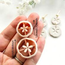 2pcs Seashell Shaped Polymer Clay Cutter | Ocean Creature Shaped Mold, Polymer Clay Tools | Jewelry Making Tools | Earring DIY | Embossing Clay Tools - Apricot - View 2
