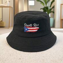 1pc Puerto Rico Flag2026 New Arrival New Product Retro Fisherman Hat Unisex Various Colors Available Polyester Suitable Hiking Suitable Sports Outdoor With Fashionable Print Hop Any Occasion - 黑色 - 查看 6