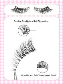 5 Pairs Natural Half Eyelashes, Clear Band Wispy False Eyelashes, Reusable Soft 3D Faux Mink Lashes, Invisible Transparent Stem Half Lashes For Daily Makeup, Natural Fluffy Cat Eye Look - View 3