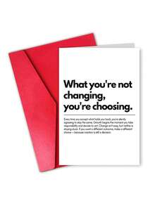 1pc "What You're Not Changing, You're Choosing" Motivational Greeting Card With Envelope, Inspirational Encouragement Card For Friends Coworkers Students, Blank Inside - A - View 13