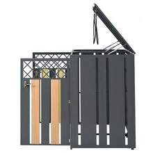 Storage Box For Trash Cans With Hinged Lid, Diamond-Shaped Ventilation Opening, Lock And Two Doors. - Xám - Xem 8