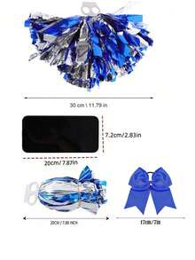 3pcs Cheerleading Pom Poms And Large Cheer Bow Metallic Cheer Supplies Team Spirit Sports Dance Cheer Equipment Purple Mini Cheer Poms Stitch Costume Cheer Gear - Multicolor - View 7