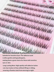 120 Clusters No Need Glue Fishtail Eyelashes With Tweezer ,Self-Adhesive Lashes Set,Natural Looking Soft Cluster Eyelashes Extension For Makeup - C - View 7