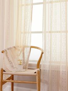 2pcs Beige New Bohemian Curtains, Decorative Beige Striped Rod Pocket Curtains, Suitable For Home, Kitchen, Living Room And Bedroom - Beige - View 3