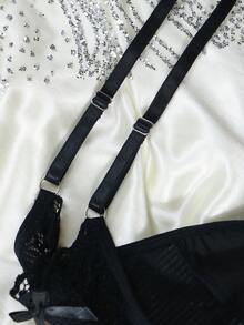 1件装女士性感蕾丝丁字裤女式内衣可调节内裤 - 黑色 - 查看 9