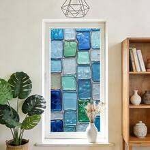 1pc Colorful Pebble Pattern Window Film, Static Cling Privacy Protection Film, Removable, Suitable For Bathroom, Kitchen And Living Room Glass Doors, Home Decor, Beautiful Indoor Decoration, Art Window Sticker - Multicolor - View 9