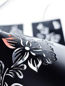 4 Sheets Floral Temporary Tattoo Stencils For Women | Self-Adhesive, Reusable, Flower Designs, Left And Right Hands Kit, Glitter And Ink Body Paint, DIY Tattoo Templates For Body Makeup, Mehndi Designs - Black - View 6