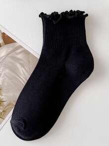 3 Pairs/Set Sweet Japanese Style Ankle Socks With Gathered Trim For Women - Multicolor - View 5