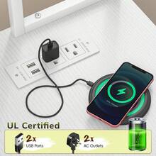 EnHomee 47.2"Reversible L Shaped Computer Desk With Remote LED Lights, Power Outlet & 3 Fabric Drawers, Corner Office Desk For Home Office Bedroom Gaming - 查看 5