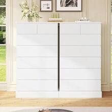 White Tall Dresser For Bedroom With 7 Drawers, 51.8" Tall Dressers & Chests Of Drawers, Modern Wood Closet Organizer And Storage Cabinet, Large Vertical Dresser For Bedroom, Closet, Hallway - 白色 - 查看 6