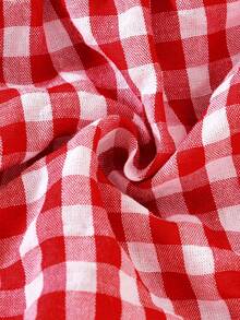 2pcs/Set Baby Girls' Cute Bow Decor Red & White Plaid Camisole Top And Shorts Set, Summer - Red - View 8