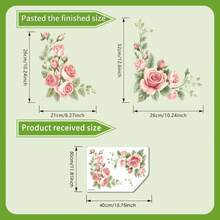 1pc Realistic Pink Rose Flower Corner Decal, Self-Adhesive Removable, Suitable For Bathroom Mirror, Living Room Glass, Rental Home Decor, Creates Warm Atmosphere - Pink Roses - View 6