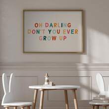 Tranh treo tường bằng vải canvas có khung, 1 bức, chữ "Oh Darling, You'll Never Grow Up!" (Ôi cưng ơi, con sẽ không bao giờ lớn lên!), trang trí phòng trẻ em phong cách Boho, tranh cầu vồng cho phòng chơi, trang trí tường phòng trẻ sơ sinh, trang trí trường mầm non, poster phòng chơi, quà tặng cho bé, trang trí tiệc, quà tặng cho trẻ mới sinh, quà tặng Ngày của Mẹ, quà tặng Ngày của Cha, trang trí trường mầm non. - Nhiều màu - Xem 10