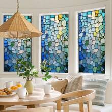 1pc Colorful Pebble Pattern Window Film, Static Cling Privacy Protection Film, Removable, Suitable For Bathroom, Kitchen And Living Room Glass Doors, Home Decor, Beautiful Indoor Decoration, Art Window Sticker - Multicolor - View 7