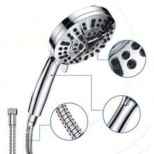 Der Handbrausekopf verfügt über 10 Strahlarten und wird mit einem 1,5 Meter langen Edelstahl-Schlauch geliefert – eine wassersparende Konstruktion mit einem G1/2-Zoll-Anschluss für flexible und komfortable Nutzung. - Einzeldusche - Übersicht 7