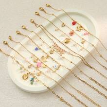 Popular Floral Bracelet For Women, Niche Design, Multi-Layer Stacking, Delicate And Versatile Accessory - 金色7-1 - 查看 2