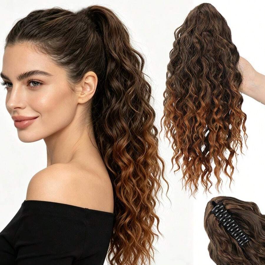 12 Inches Synthetic Curly Claw Clip In Ponytail Fashion Daily Use Heat-Resistant Elegant Halloween Holiday Promotion - Multicolor - View 1