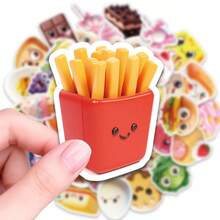 50 pièces Autocollants mignons de nourriture, décalcomanies en vinyle imperméables pour bouteilles d'eau, ordinateurs portables, téléphones, scrapbooking, journalisation, bagages, vélos, planches à roulettes, cadeau pour les adolescents, les adultes, les amateurs de nourriture, décoration artisanale pour usage quotidien, fournitures de fête pour scrapbooking - 1 Set - Voir 4