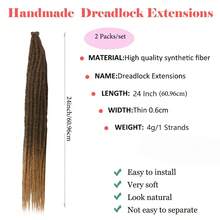 24 Inches Dreadlocks Extension 10 Strands Soft Synthetic Super Long Hippie Single Ended Dreads Ombre Blonde Loc Extensions Reggae Style Crochet Hair For Women - Multicolor - View 5