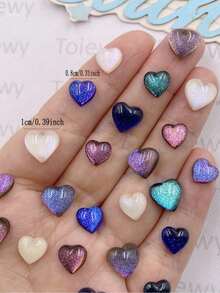 30颗混合树脂彩色闪粉水晶心形宝石平底水钻剪贴簿婚礼贴花艺术珠宝装饰工艺品DIY配件 - 隨機混合 - 查看 2