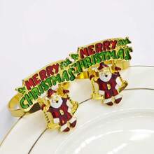 Christmas Napkin Rings – New Electroplated Metal Napkin Holders, Holiday Table Decor - 聖誕老公公 - 查看 3
