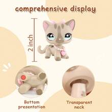 For LPS Shorthair Cat #468 Collectible Dolls,Green White Black Star Eyes,Mini Pet Shop Rare Collectible Figure With Accessories,Birthday Christmas Halloween Gift - màu nâu - Xem 3