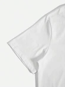 Camiseta de hombre a la moda con cuello redondo, estilo callejero americano, corte holgado, diseño con patrón cruzado. - Blanco - Ver 4