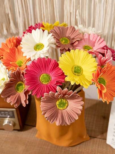 1/3/5 Piezas, Flores de Gerbera Margarita Artificiales de Seda para Decoración de Fiestas, Hogar, Cocina, Jardín y Bodas