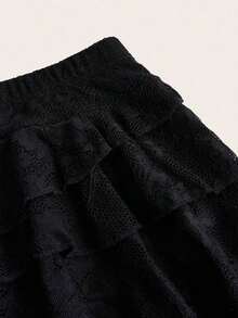 ICON Low Waist Casual Lace Wave-Trim Skirt With Safety Shorts To Prevent Exposure, For Vacation,Bohemian Clothes - 酒紅色 - 查看 11