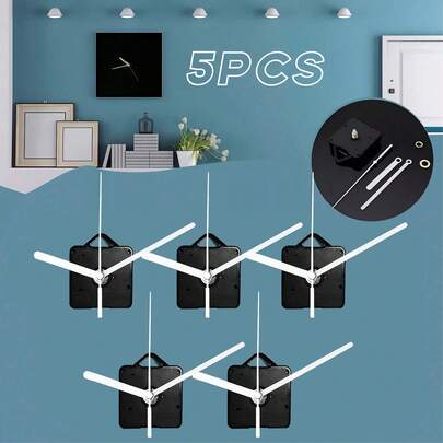 5套石英机芯DIY套件，5对指针，轴长13毫米，适用于挂钟维修、更换和DIY，适合墙面装饰和礼品赠送