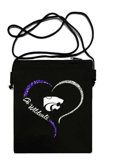 Kansas State Wildcats Inspired  Sleek  Canvas Sling Bag For Men, Waterproof Zipper Crossbody Bag For Travel, Compact Shoulder Bag For Work, Casual Phone Pouch For Daily