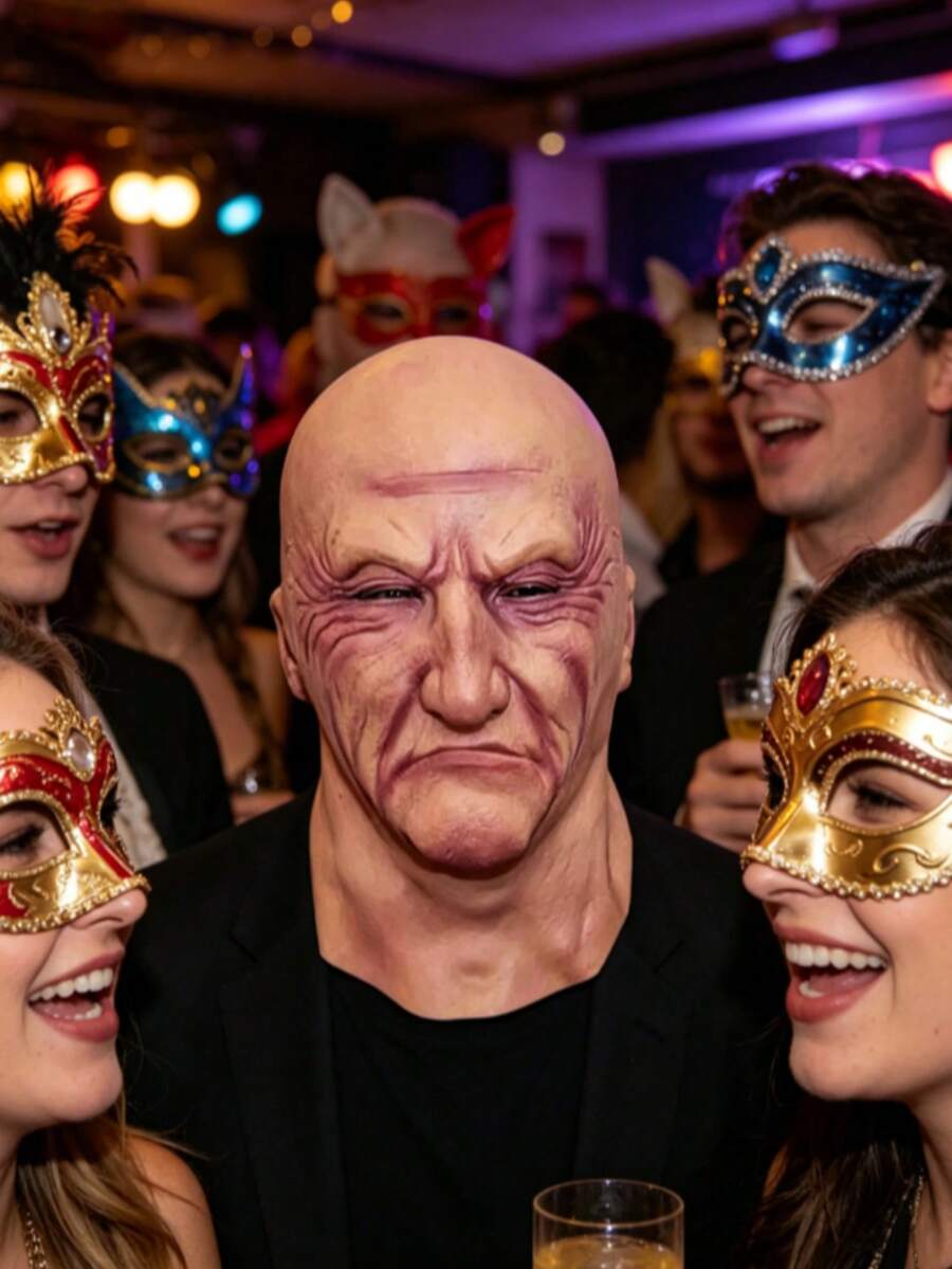 1件逼真老人头套面具，乳胶全脸服装道具，假日旅行拍摄造型配饰，热销商品 - 多色 - 查看 1