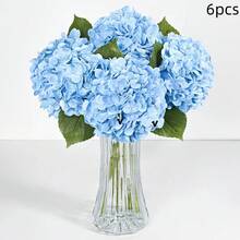 1/3/6/10pcs 18.5 Inch Blue Embroidered Artificial Flowers With Stems, Silk Hydrangea Decor Flowers For Office, Party, Wedding, Fake Plants, Spring/Summer Decoration, Garden, Room, Mother's Day, Father's Day Gifts - Blue - View 10