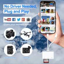 Plug And Play Universal Card Reader, Camera Multi-Storage Adapter, SD/TF Card Slot/USB3.0/Type-C/Lighting OTG USB Camera Card Reader & Viewer, Compatible With IPhone, - View 9