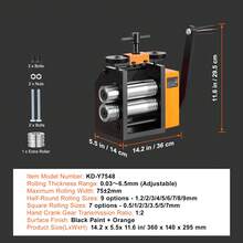 Rolling Mill, 2.95"/75 Mm Jewelry Rolling Mill Machine, 1: 2 Gear Ratio, 3-In-1 Multi-Function Rolling Mill, 0.03-6.5mm Press Thickness For Metal Jewelry Making Sheet Square Wire Semicircle - 1: 2 Gear Ratio 2.95"/75mm 0.03-6.5mm - View 11