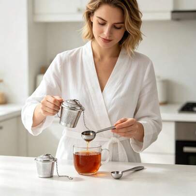 3pcs Tea Infuser Set Stainless Steel Tea Strainer With Tea Scoop Stainless Steel Spice Tea Filter, Herb Infuser Filter And Soup Seasoning Separator Great For Boiling, Stewing And Hot Pot