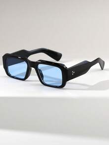 1 par de gafas de moda de estilo callejero casual retro con remaches y patas anchas para hombres - Multicolor - Ver 3