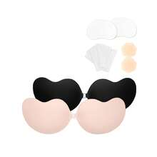 2件套无肩带无背自粘隐形聚拢文胸，可重复使用乳贴 - 彩色 - 查看 9